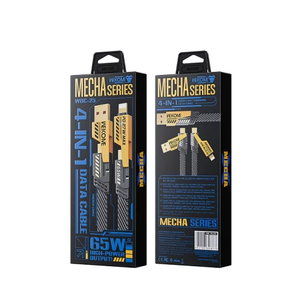 Cablu Wekome WDC-25 Mecha Gen 4in1 (65W+PD27W) [Yellow]
